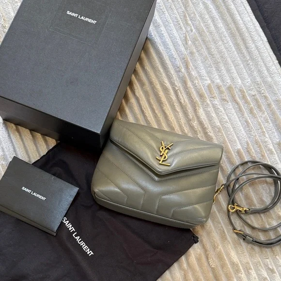 Saint Laurent Green Quilted Toy Loulou Crossbody Bag - Picture 1 of 7